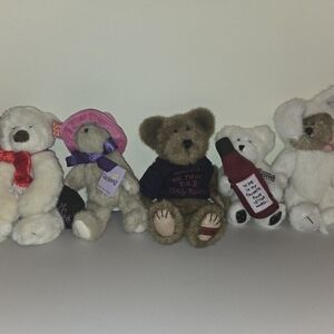 5 Stuffed Bears, Gund, Boyds & Razz Bearies